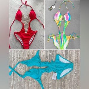 Set of 2 one piece bikinis (multi-color one not available)